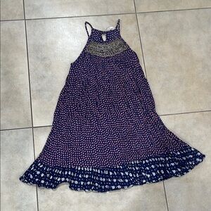 Girls sleeveless dress with beaded accents, blue, size L (10/12), gently worn